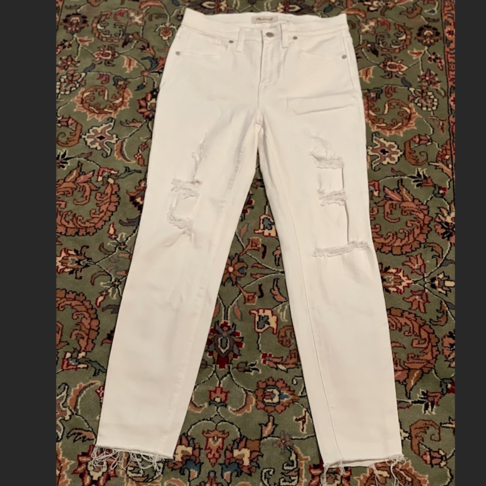 Never Worn Madewell Distressed White Denim